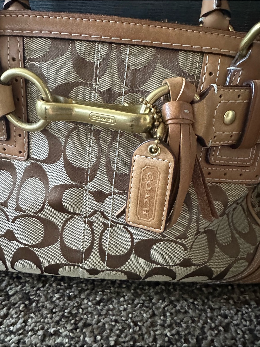 Coach Brown/Tan Signature Canvas Tote with Matching Wallet - Picture 16 of 16